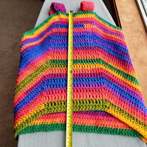 Crochet Rainbow Variegate Tank Top Racerback fits size M - XL handmade unique - Picture 8 of 14